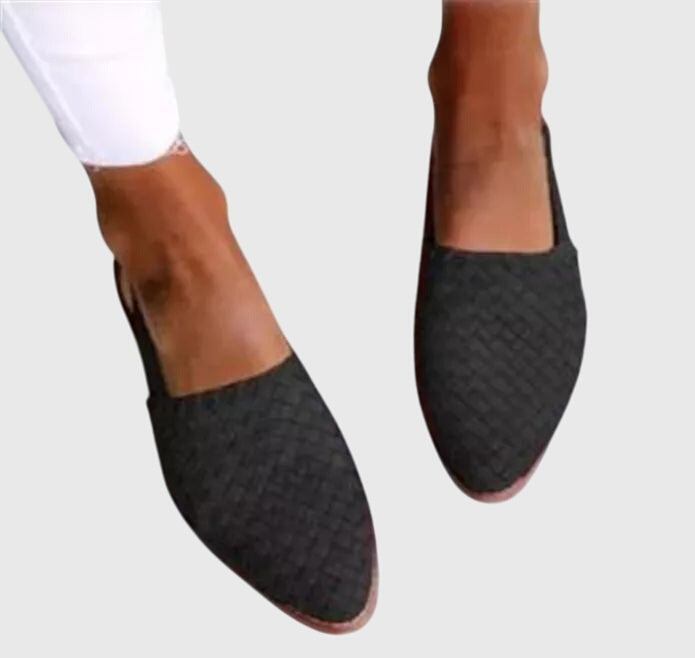 Women's Orthopedic Woven Pointed Toe Loafer Shoes Flat