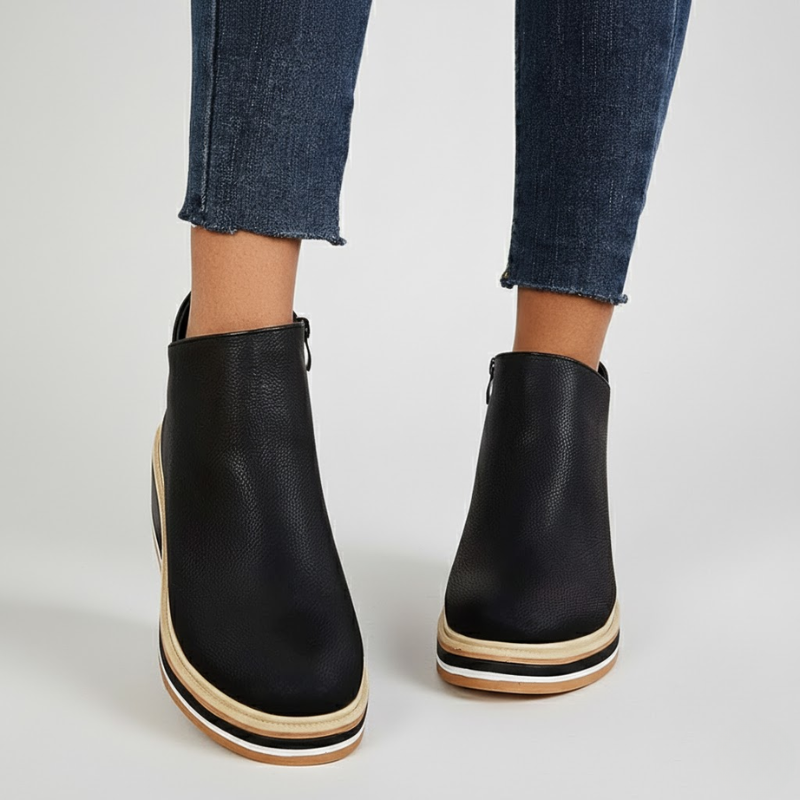 Women's Orthopedic Leather Wedge Ankle Boots