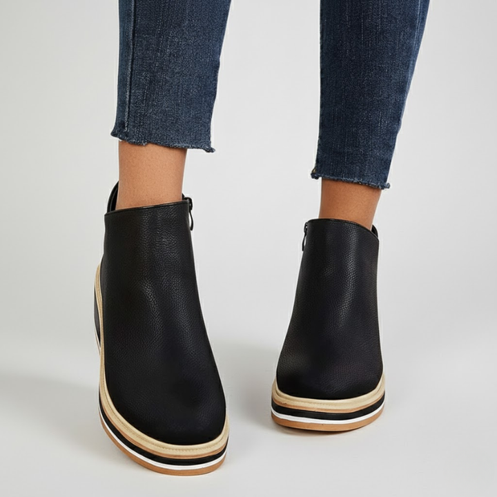 Women's Orthopedic Leather Wedge Ankle Boots