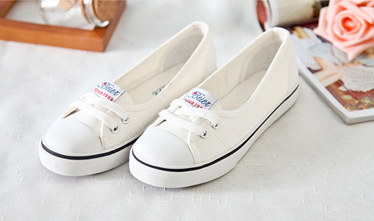 Women's Canvas Lace-Up Flat Shoes Breathable Everyday