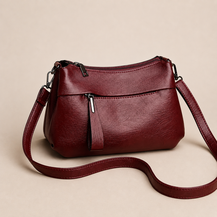 Women's Leather Crossbody Bag with Zip Pockets