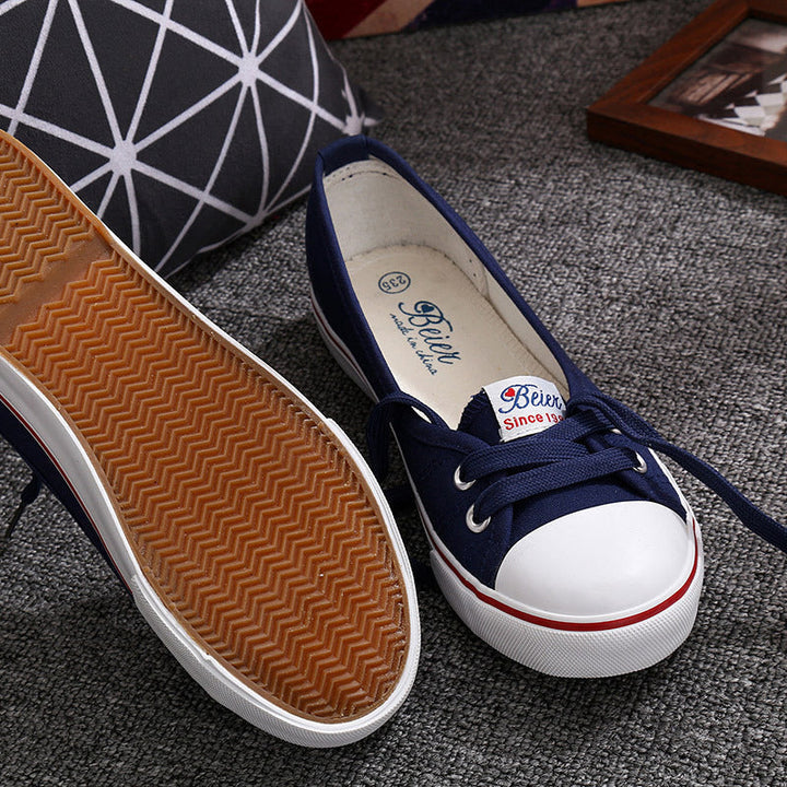 Women's Canvas Lace-Up Flat Shoes Breathable Everyday