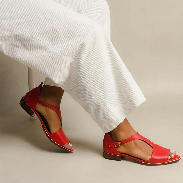 Women's Orthopaedic Wide Fit Low Block Heel Sandals Ankle Strap