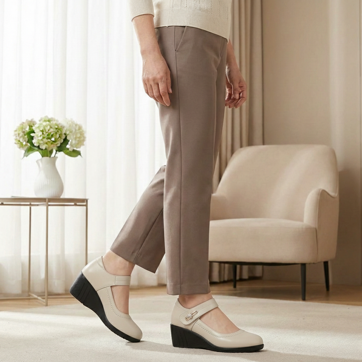 Women's Orthopaedic Leather Mary Jane Wedge Comfort Shoes