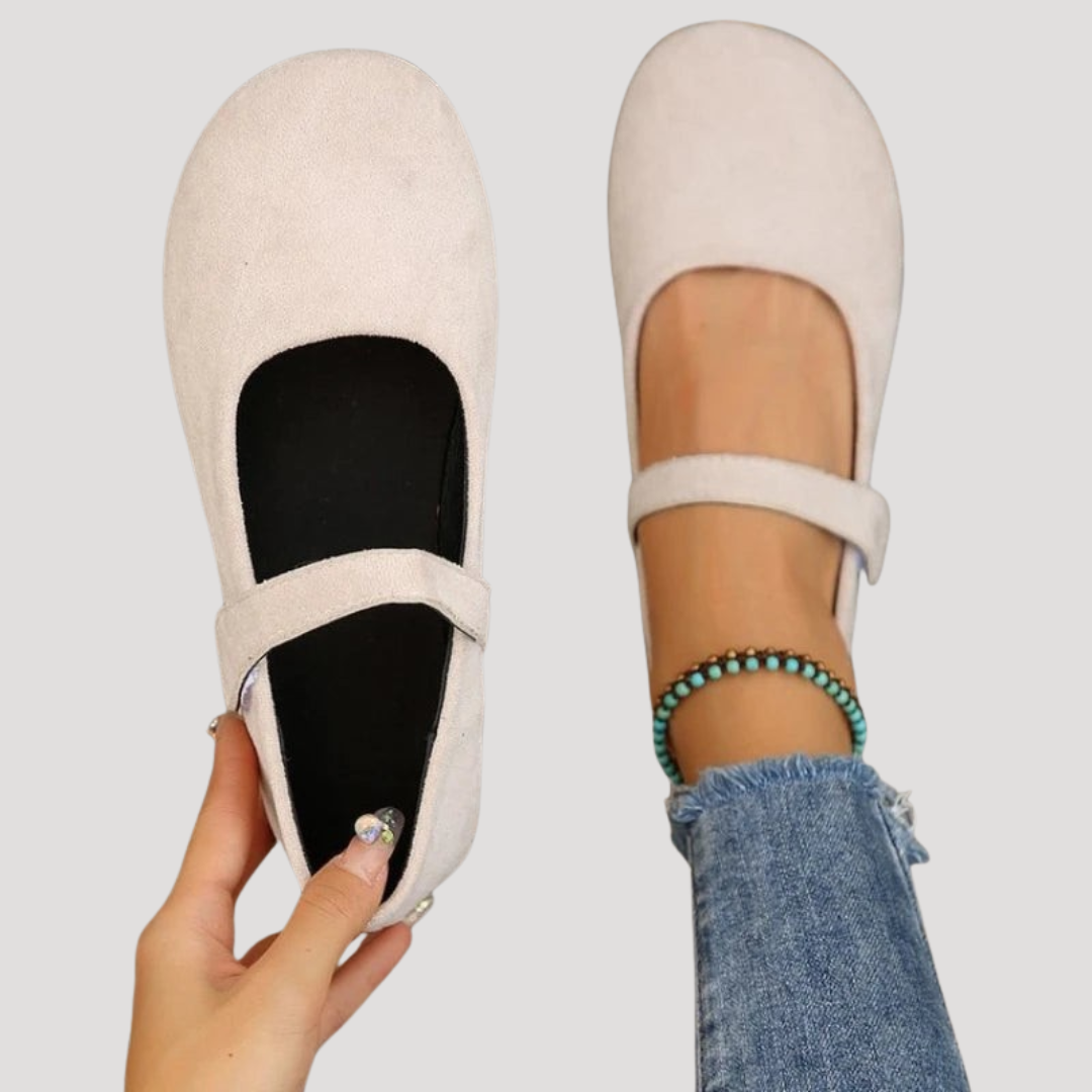 Women's Comfortable Suede Mary Jane Flats Adjustable Strap Shoes
