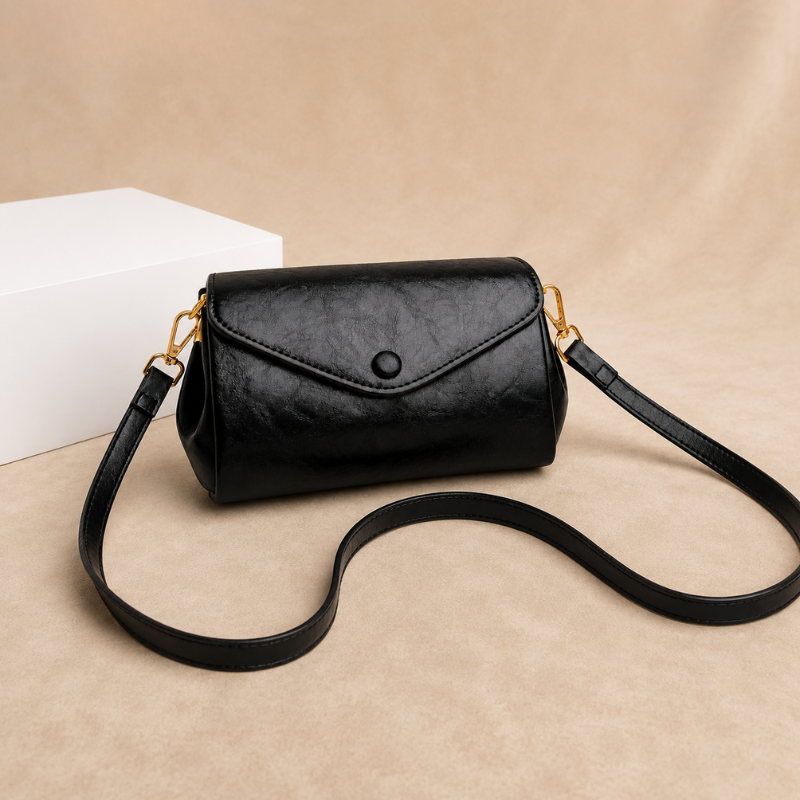 Women's Leather Envelope Crossbody Bag with Snap Closure