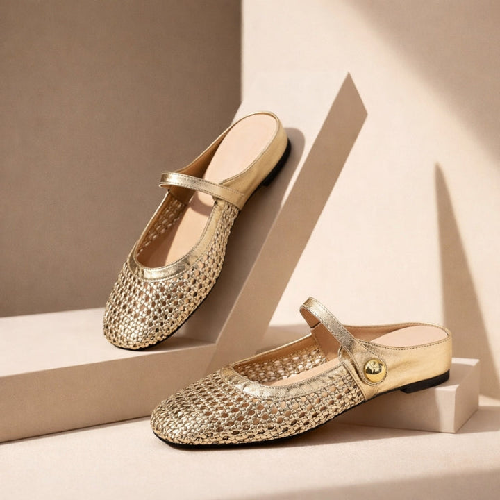 Women's Orthopaedic Mary Jane Mules Woven Flat Slip On Shoes