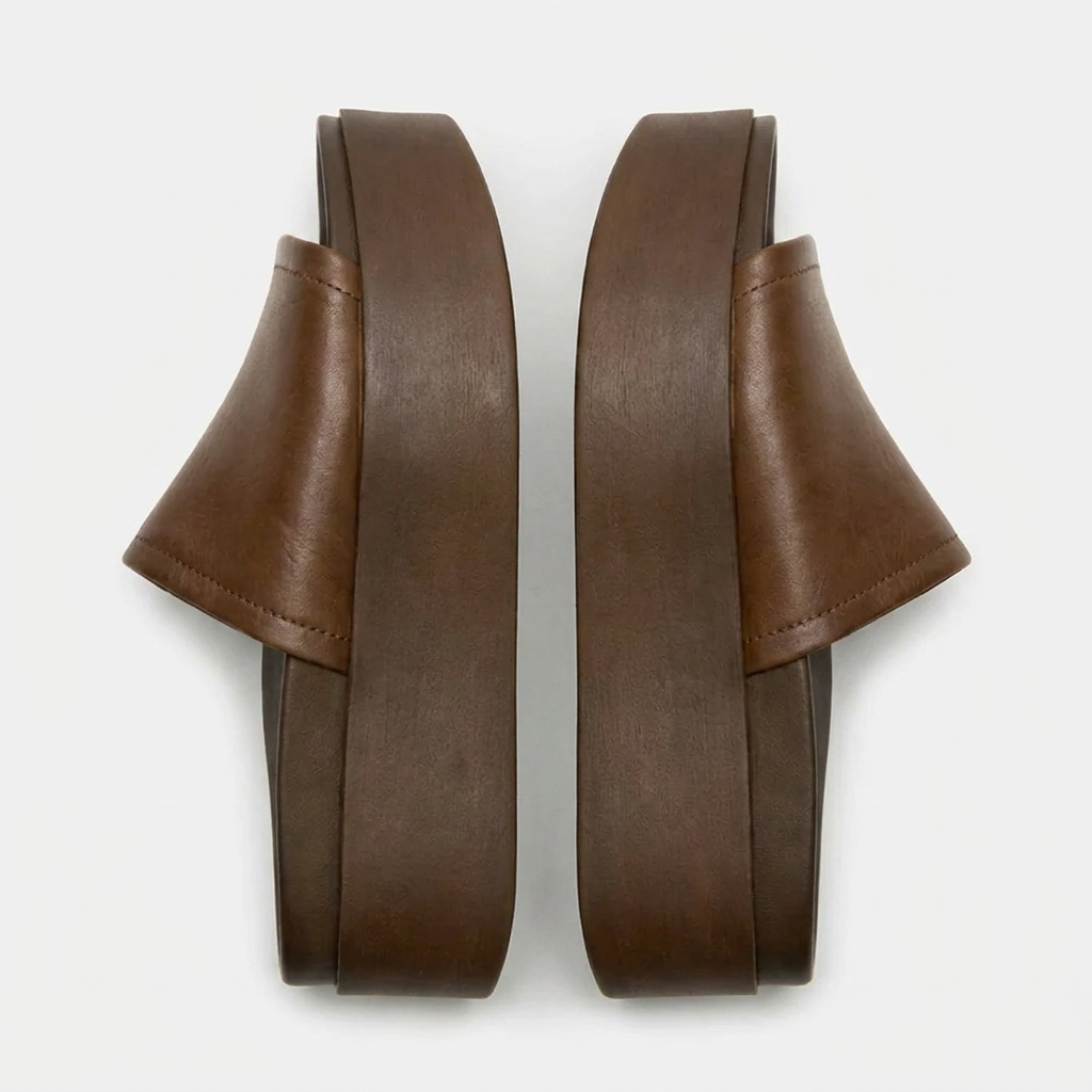 Women's Leather Platform Slide Sandals