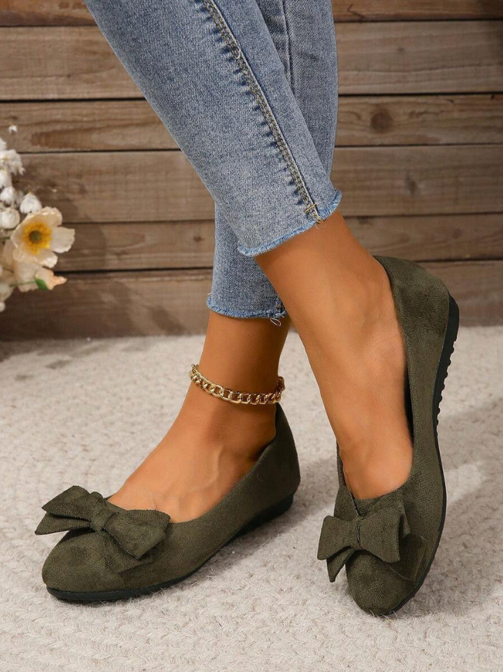 Women's Orthopaedic Bow Detail Suede Ballet Shoes