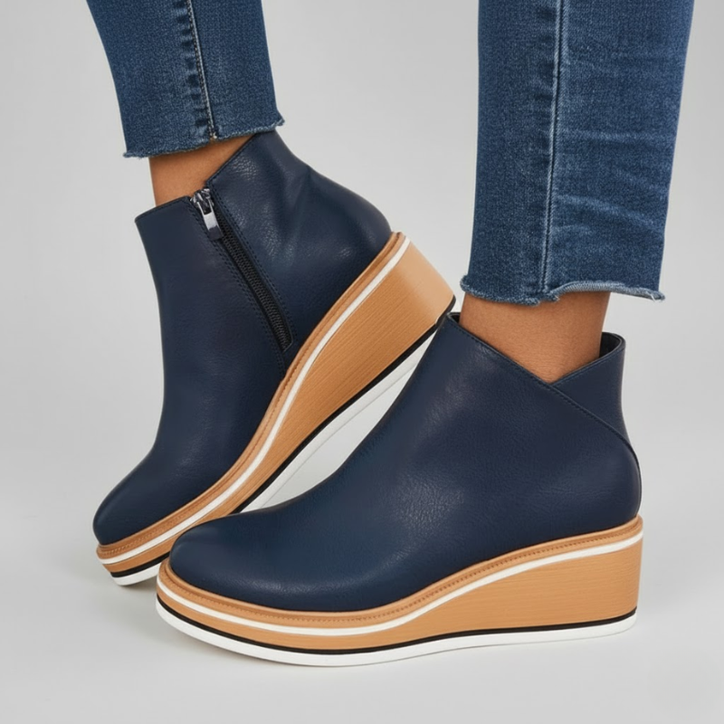 Women's Orthopedic Leather Wedge Ankle Boots