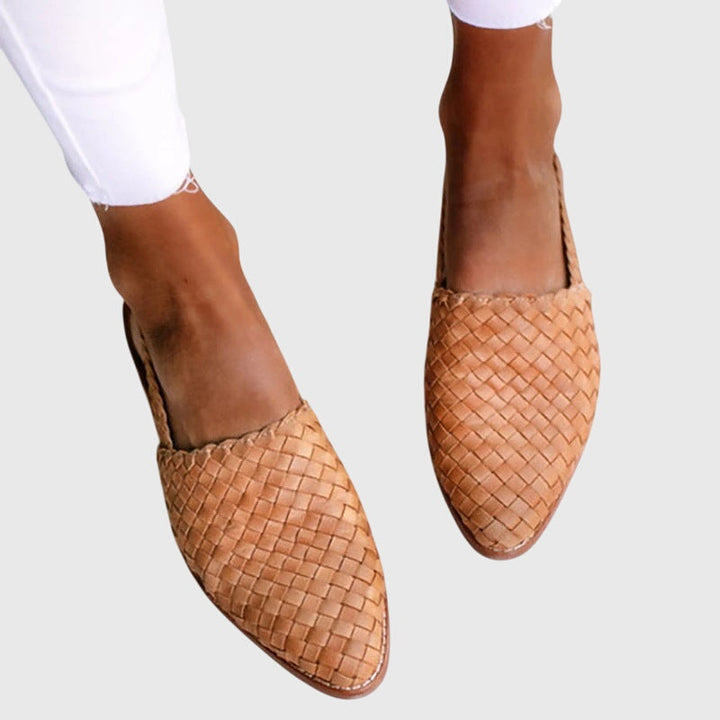 Women's Orthopedic Woven Pointed Toe Loafer Shoes Flat