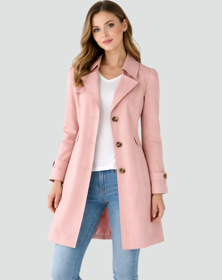 Women's Trench Coat Slim Fit Lightweight Classic Notched Collar