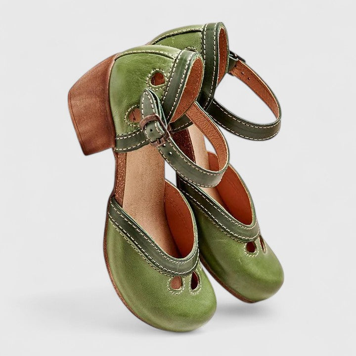 Women's Orthopaedic Cutout Buckle Strap Block Heel Sandals