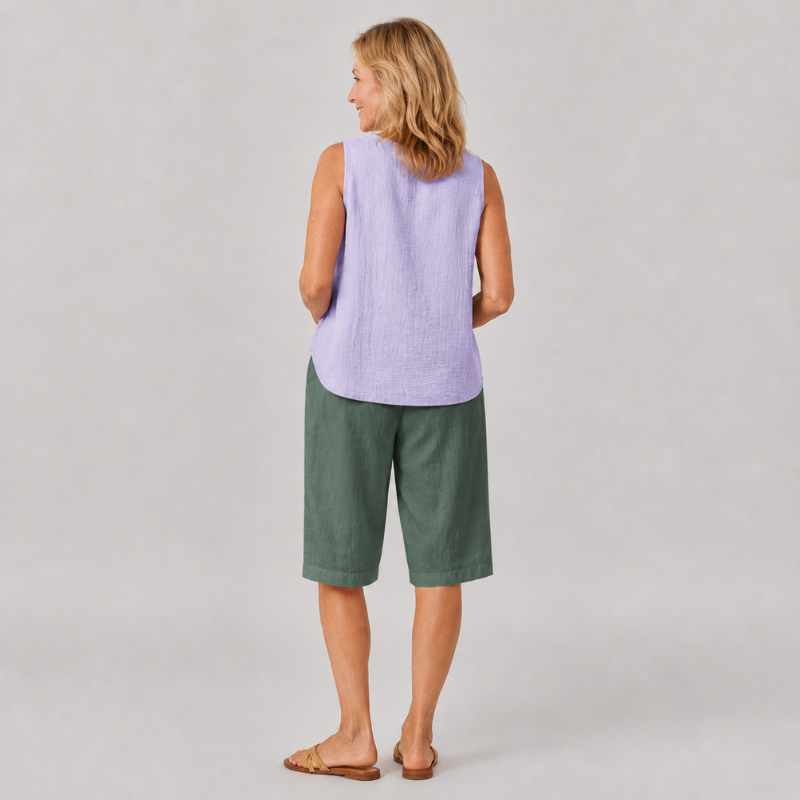 Women's Knee Length Shorts with Side Pockets and Straight Leg Fit