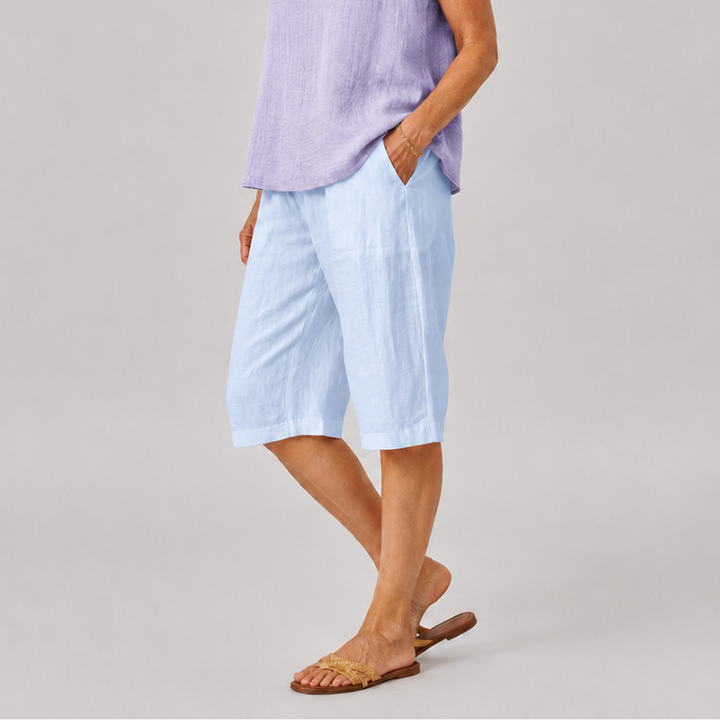 Women's Knee Length Shorts with Side Pockets and Straight Leg Fit