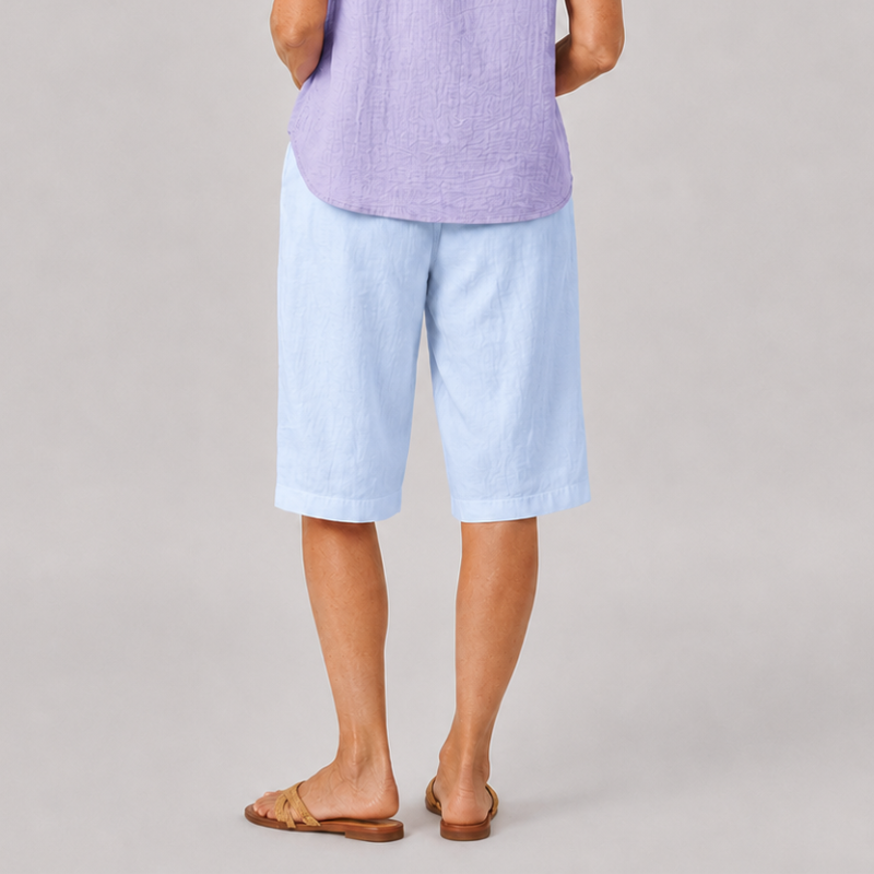 Women's Knee Length Shorts with Side Pockets and Straight Leg Fit
