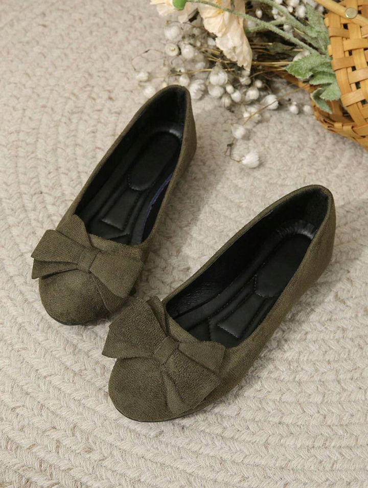 Women's Orthopaedic Bow Detail Suede Ballet Shoes