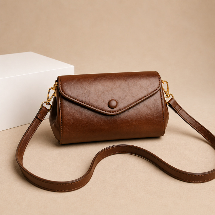 Women's Leather Envelope Crossbody Bag with Snap Closure