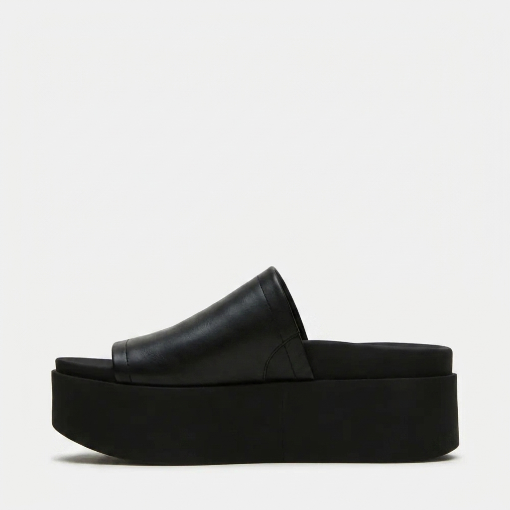 Women's Leather Platform Slide Sandals