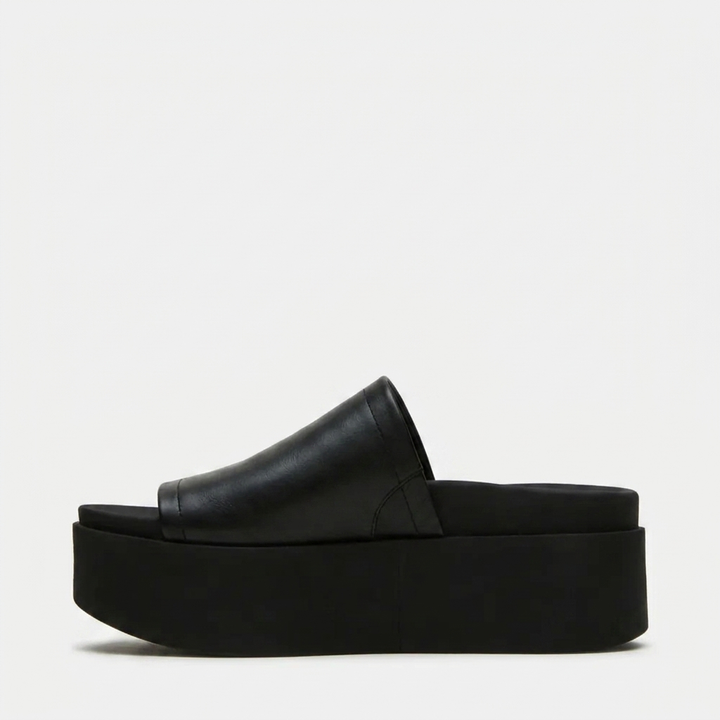Women's Leather Platform Slide Sandals