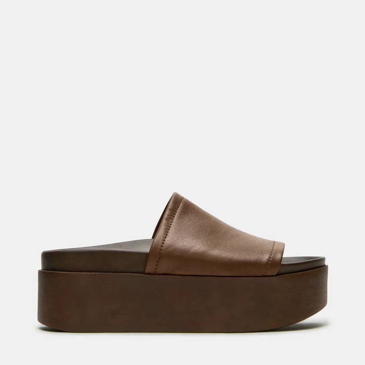 Women's Leather Platform Slide Sandals