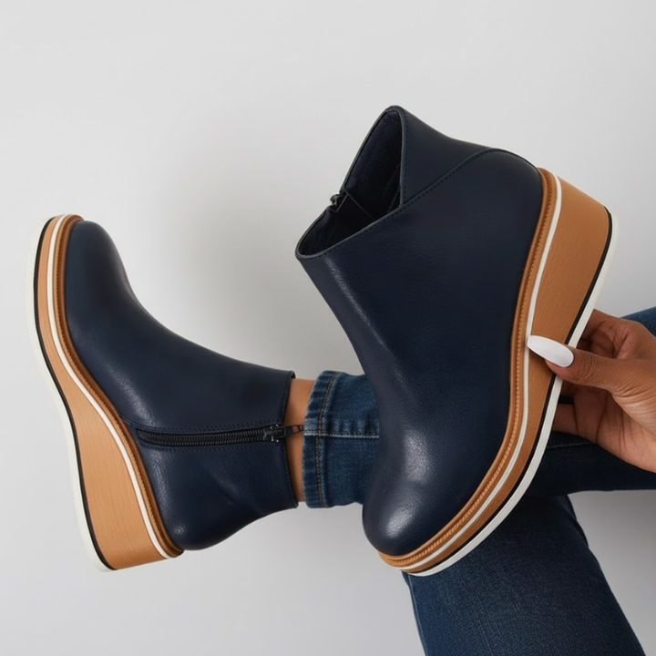 Women's Orthopedic Leather Wedge Ankle Boots