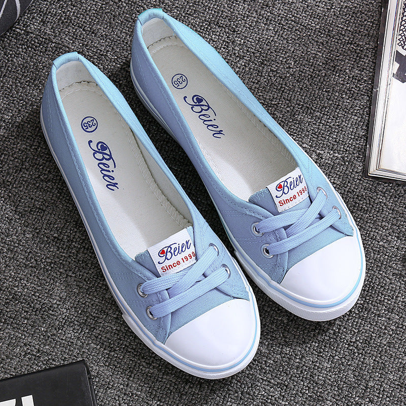 Women's Canvas Lace-Up Flat Shoes Breathable Everyday