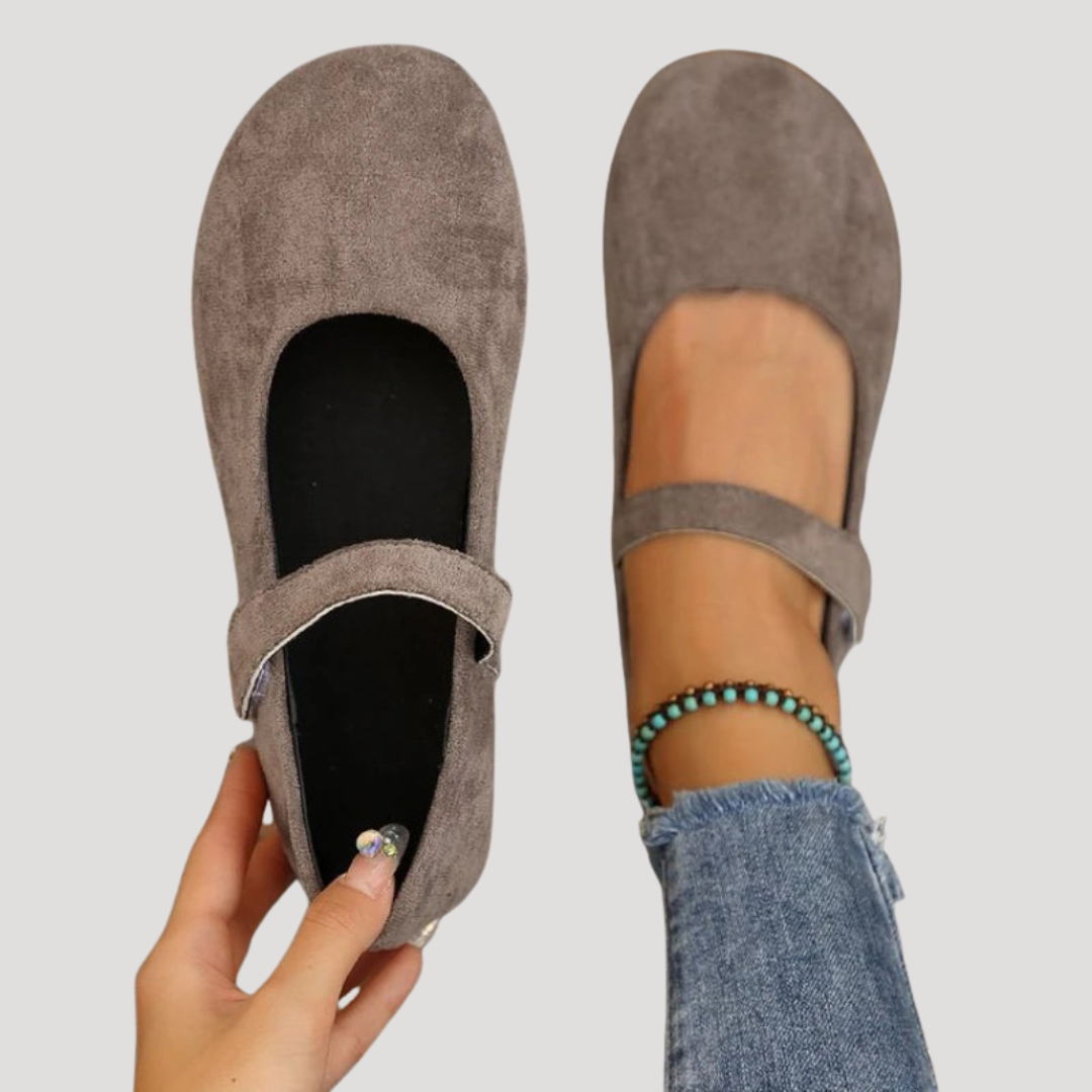 Women's Comfortable Suede Mary Jane Flats Adjustable Strap Shoes