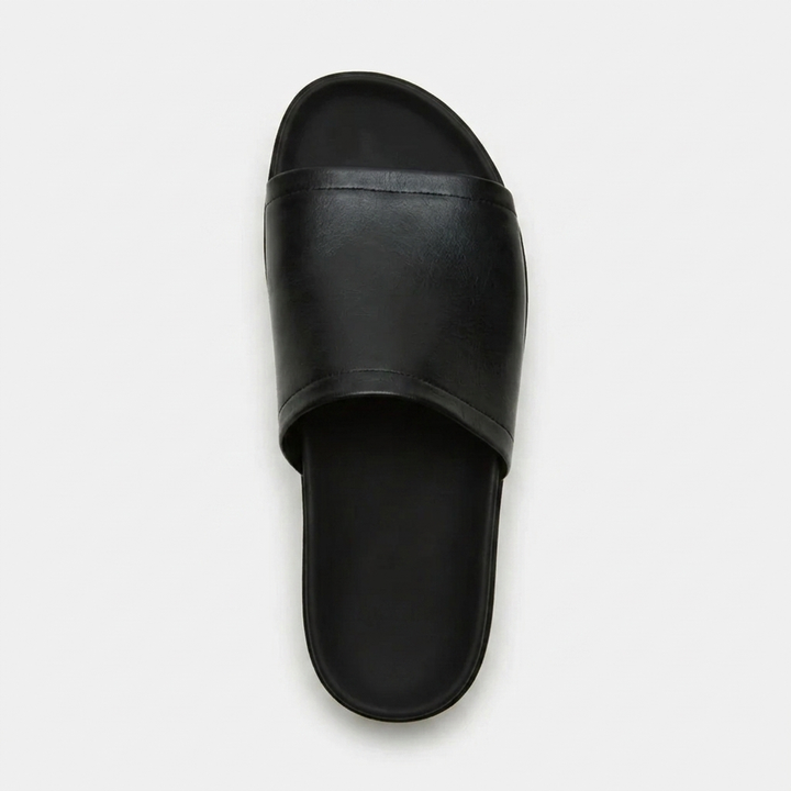 Women's Leather Platform Slide Sandals