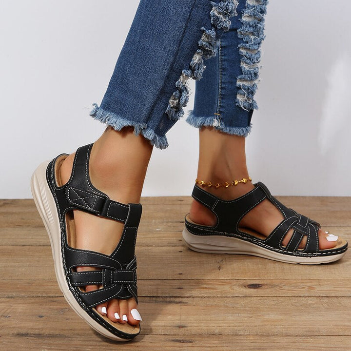 Women's Orthopaedic Arch Support Sandals Velcro Cutout Flat