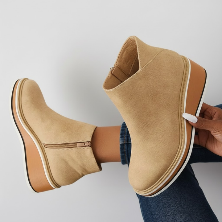 Women's Orthopedic Leather Wedge Ankle Boots