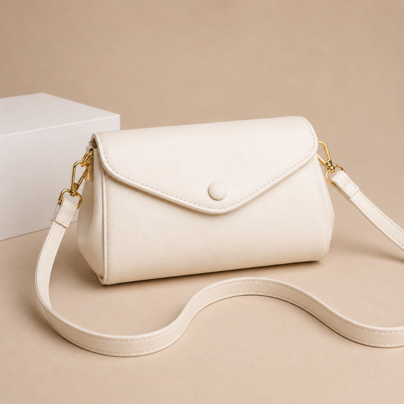 Women's Leather Envelope Crossbody Bag with Snap Closure