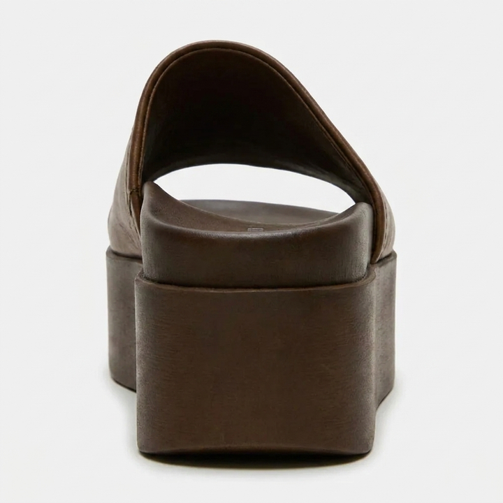 Women's Leather Platform Slide Sandals