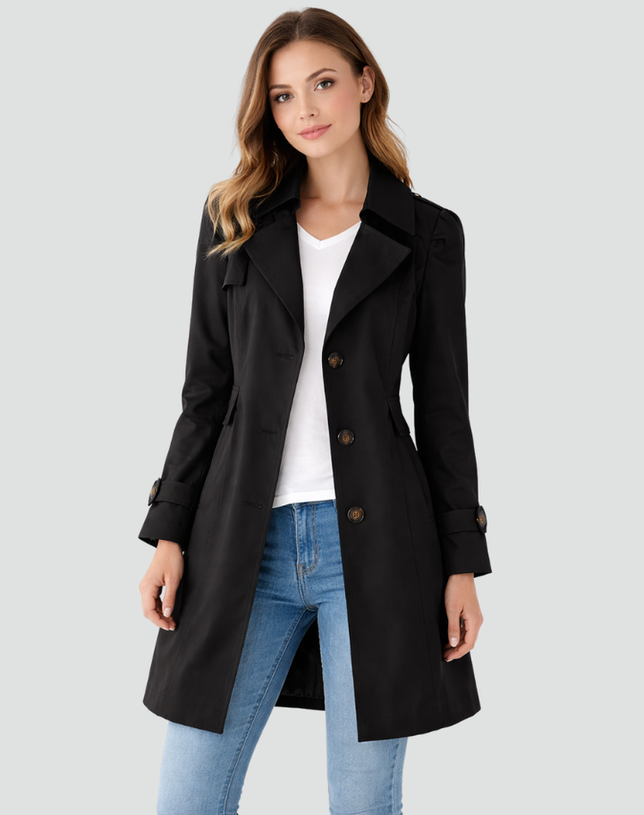 Women's Trench Coat Slim Fit Lightweight Classic Notched Collar