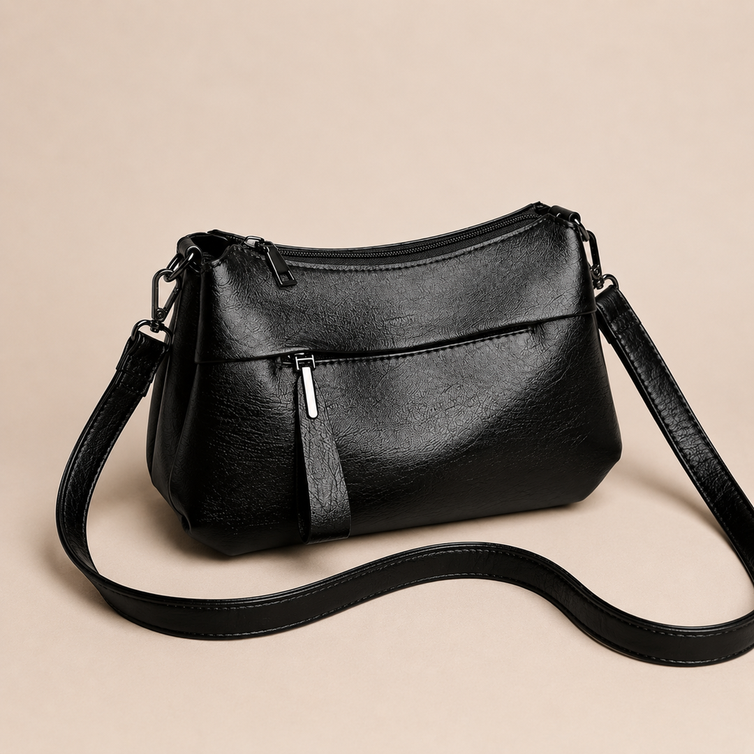 Women's Leather Crossbody Bag with Zip Pockets