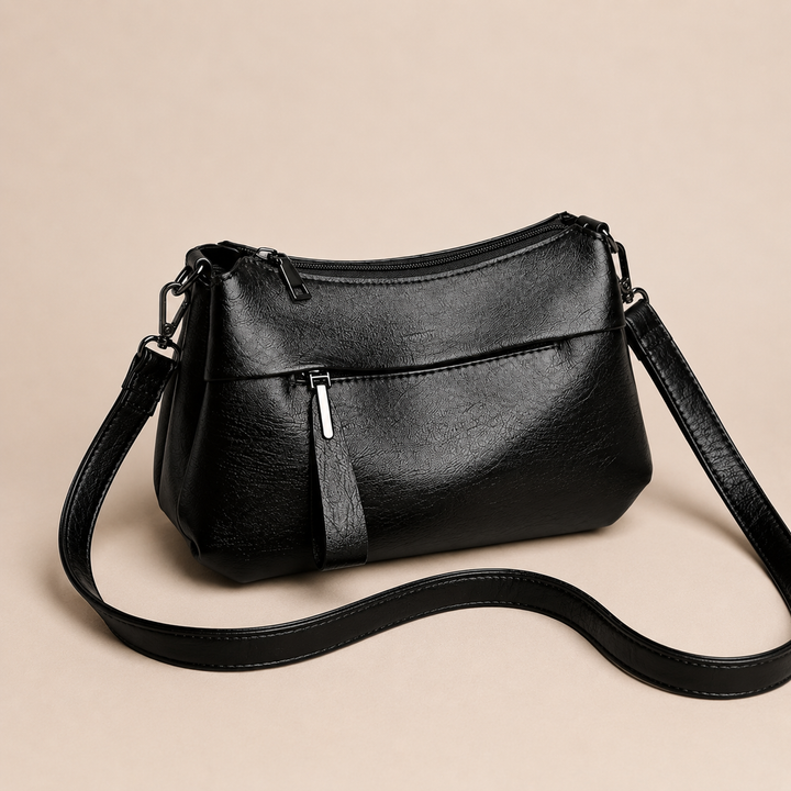 Women's Leather Crossbody Bag with Zip Pockets