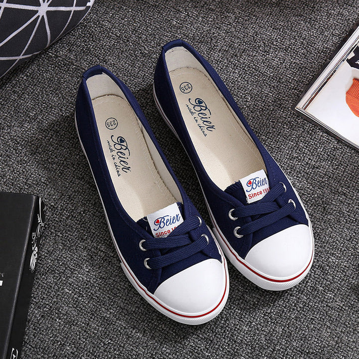 Women's Canvas Lace-Up Flat Shoes Breathable Everyday