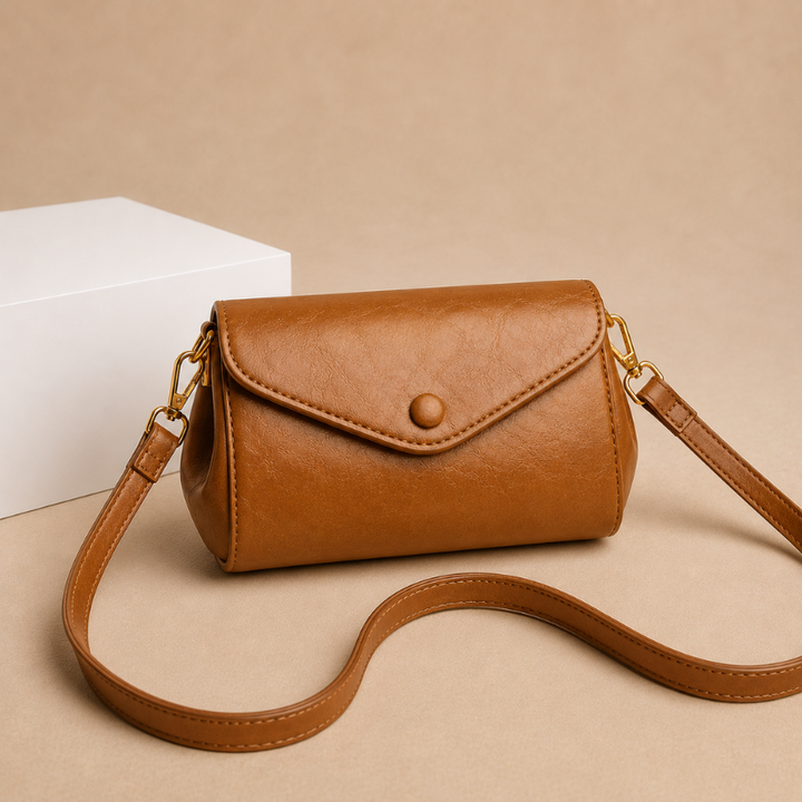Women's Leather Envelope Crossbody Bag with Snap Closure