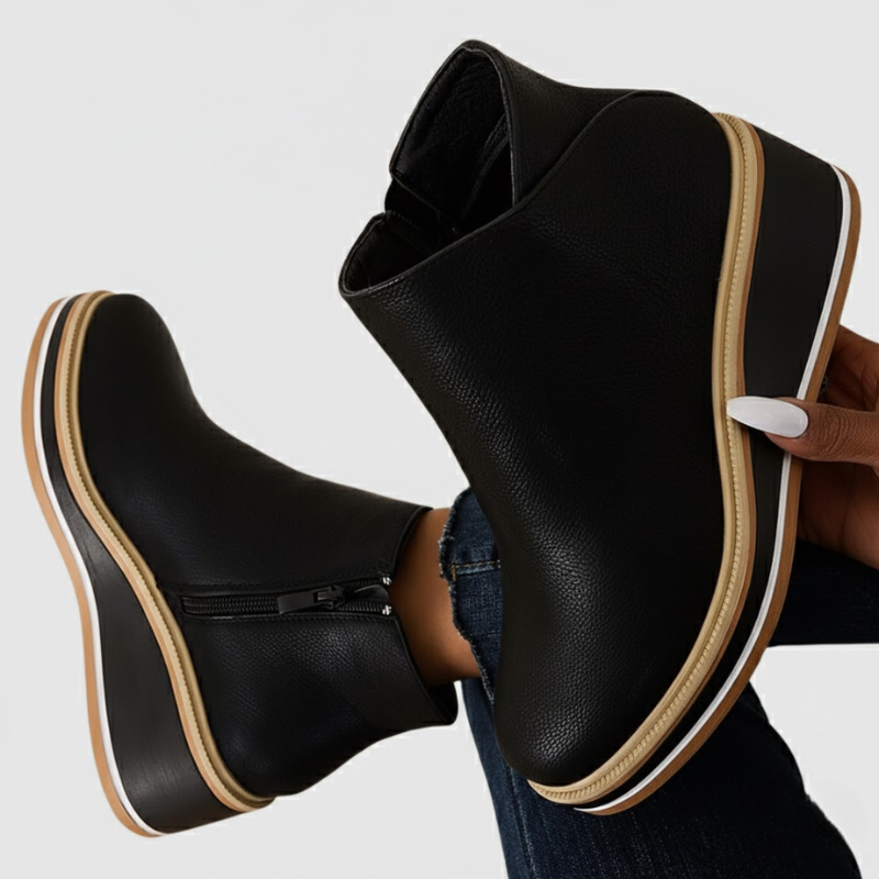 Women's Orthopedic Leather Wedge Ankle Boots
