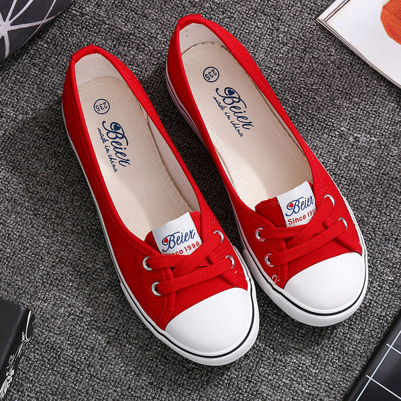 Women's Canvas Lace-Up Flat Shoes Breathable Everyday