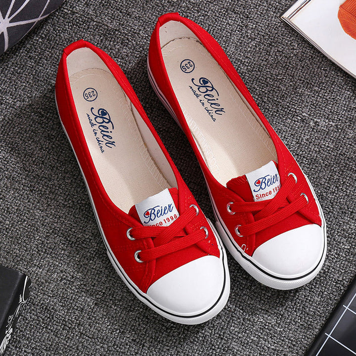 Women's Canvas Lace-Up Flat Shoes Breathable Everyday