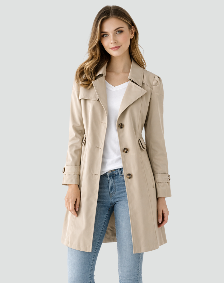 Women's Trench Coat Slim Fit Lightweight Classic Notched Collar