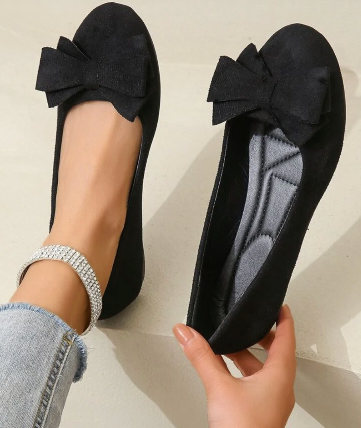 Women's Orthopaedic Bow Detail Suede Ballet Shoes