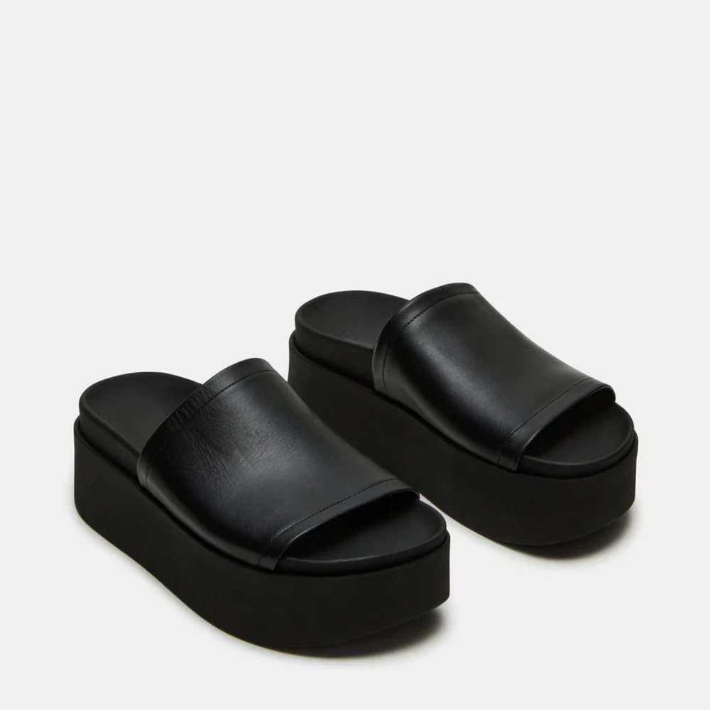Women's Leather Platform Slide Sandals