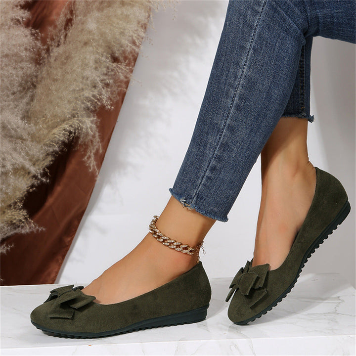 Women's Orthopaedic Bow Detail Suede Ballet Shoes