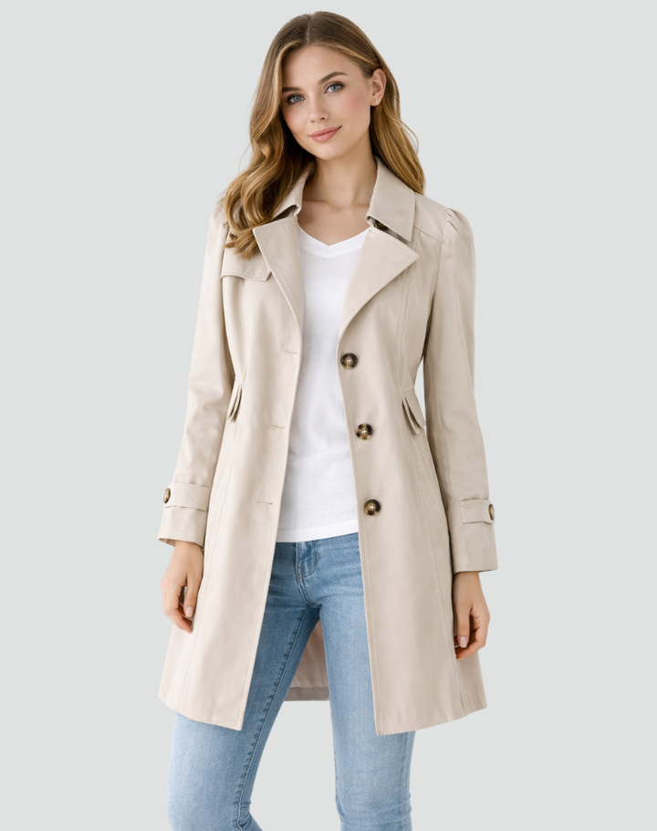 Women's Trench Coat Slim Fit Lightweight Classic Notched Collar