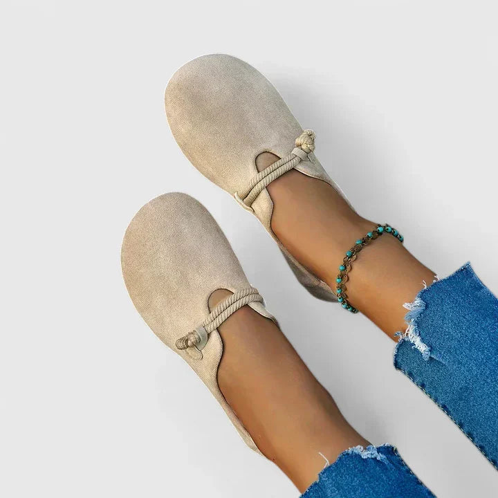 Women's Orthopaedic Suede Loafers Rope Detail Cutout