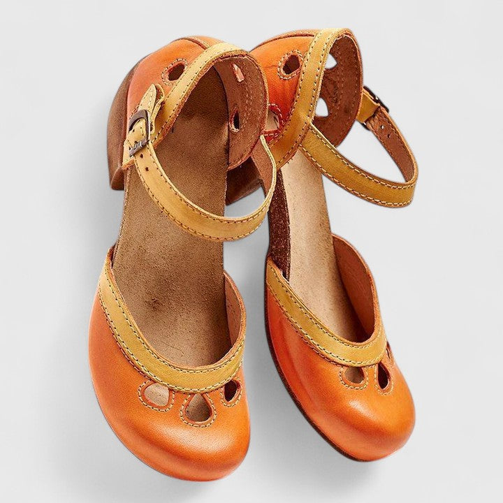Women's Orthopaedic Cutout Buckle Strap Block Heel Sandals
