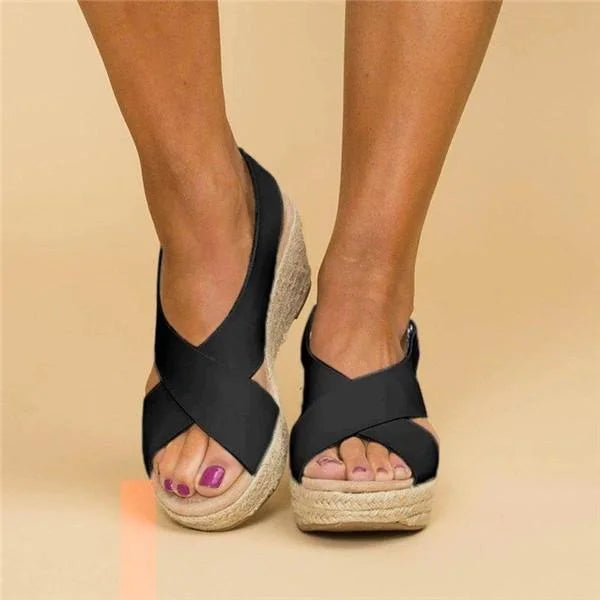 Women's Orthopedic Espadrille Wedge Sandals Ankle Strap