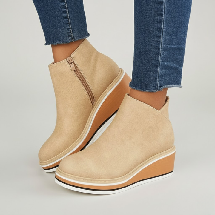 Women's Orthopedic Leather Wedge Ankle Boots